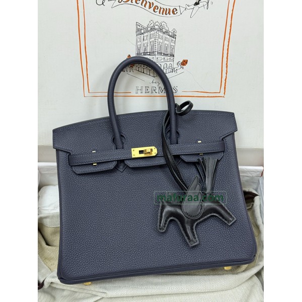 Birkin25  2Z/午夜蓝 夜空蓝 Blue nuit ブルーニュイ フランス輸入素材 Togo トゴ ゴールド金具