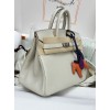 Birkin25 8L/冰川白/Beton (Béton)  ベトン フランス輸入素材 Togo トゴシルバー金具