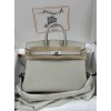 Birkin25 8L/冰川白/Beton (Béton)  ベトン フランス輸入素材 Togo トゴシルバー金具