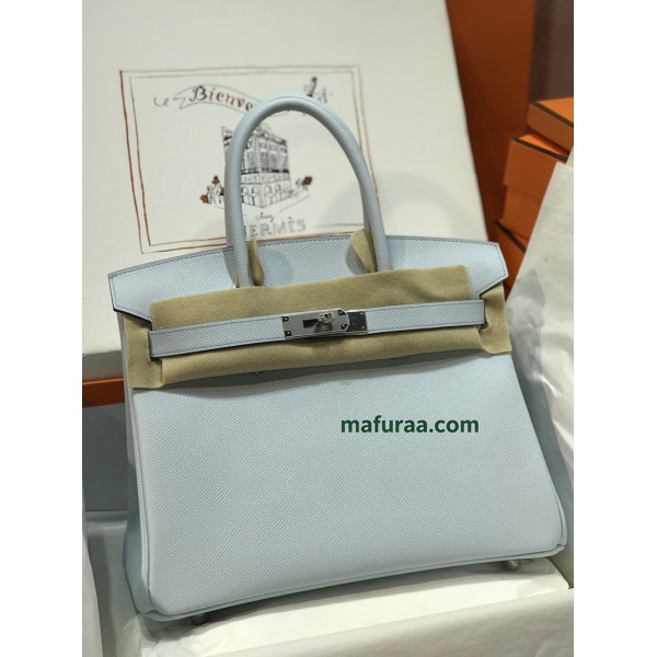 Birkin30 08/圣杯蓝/Blue Pale ブルーペール フランス輸入素材ヴォーエプソン Epsomシルバー金具