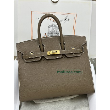 Birkin 25cm 18/大象灰/Étoupe Grey エトゥープ フランス輸入素材ヴォーエプソン Epsom ゴールド金具