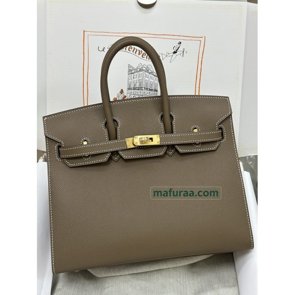 Birkin 25cm 18/大象灰/Étoupe Grey エトゥープ フランス輸入素材ヴォーエプソン Epsom ゴールド金具