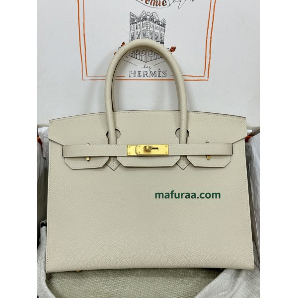Birkin30cm 10/奶昔白/Craie  クレ フランス輸入素材ヴォーエプソン Epsom ゴールド金具
