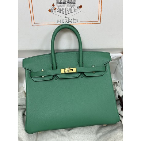 Birkin25cm U4/丝绒绿/Vert Vertigo  ヴェールヴェルティゴ フランス輸入素材 スイフト swift 平纹 ゴールド金具