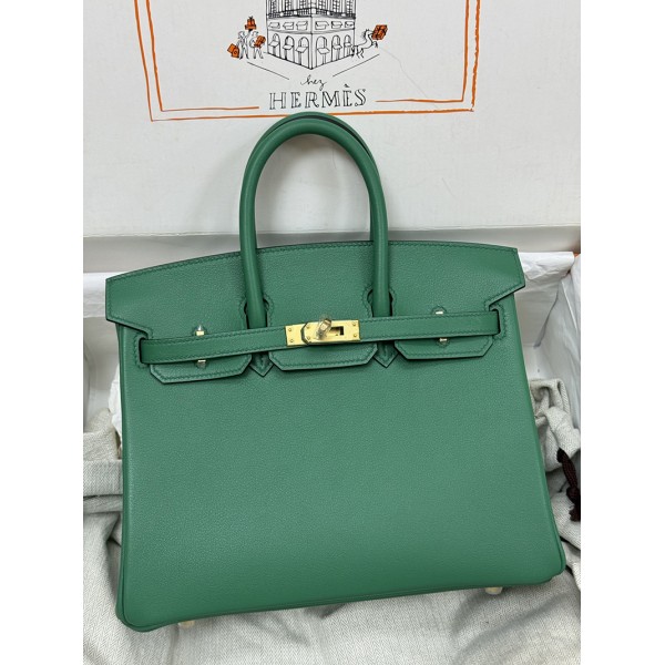 Birkin25cm U4/丝绒绿/Vert Vertigo  ヴェールヴェルティゴ フランス輸入素材 スイフト swift 平纹 ゴールド金具