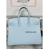 Birkin25cm 08/圣杯蓝/Blue Pale  ブルーペール フランス輸入素材 スイフト swift 平纹シルバー金具