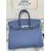Birkin25cm R2/玛瑙蓝/Blue Agate  ブルーアガット フランス輸入素材 スイフト swift 平纹シルバー金具