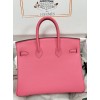 Birkin25cm 8W/新唇膏粉/Rose Azalee  ローズアザレ フランス輸入素材 スイフト swift 平纹シルバー金具