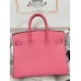 Birkin25cm 8W/新唇膏粉/Rose Azalee  ローズアザレ フランス輸入素材 スイフト swift 平纹シルバー金具
