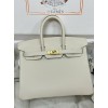 Birkin25cm 10/奶昔白/Craie  クレ フランス輸入素材 スイフト swift 平纹 ゴールド金具