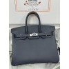Birkin25cm 2Z/午夜蓝 夜空蓝 Blue nuit ブルーニュイ フランス輸入素材 スイフト swift 平纹シルバー金具