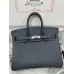Birkin25cm 2Z/午夜蓝 夜空蓝 Blue nuit ブルーニュイ フランス輸入素材 スイフト swift 平纹シルバー金具