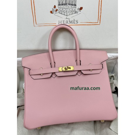 Birkin25cm 3Q/新樱花粉/Rose Sakura   ローズサクラ フランス輸入素材 スイフト swift 平纹 ゴールド金具