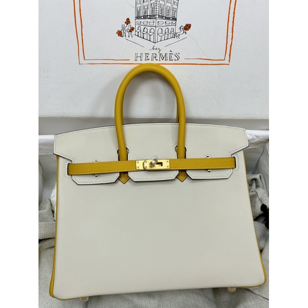 Birkin25cm 9D/琥珀黄/Jaune Ambre  ジョーヌアンブル フランス輸入素材 スイフト swift 平纹 ゴールド金具