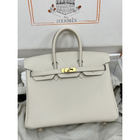 Birkin25cm 10/奶昔白/Craie  クレ フランス輸入素材 スイフト swift  ゴールド金具