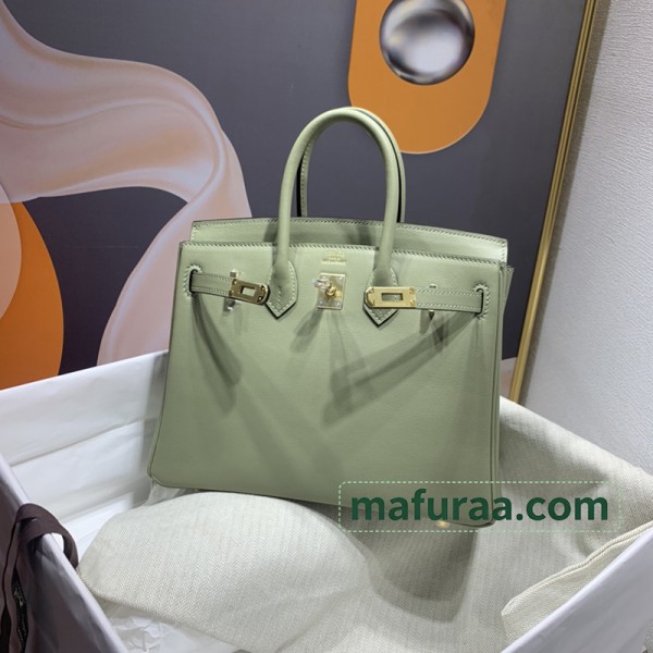 Birkin25cm Q1/鼠尾草绿/Sauge  セージ フランス輸入素材 スイフト swift ゴールド金具