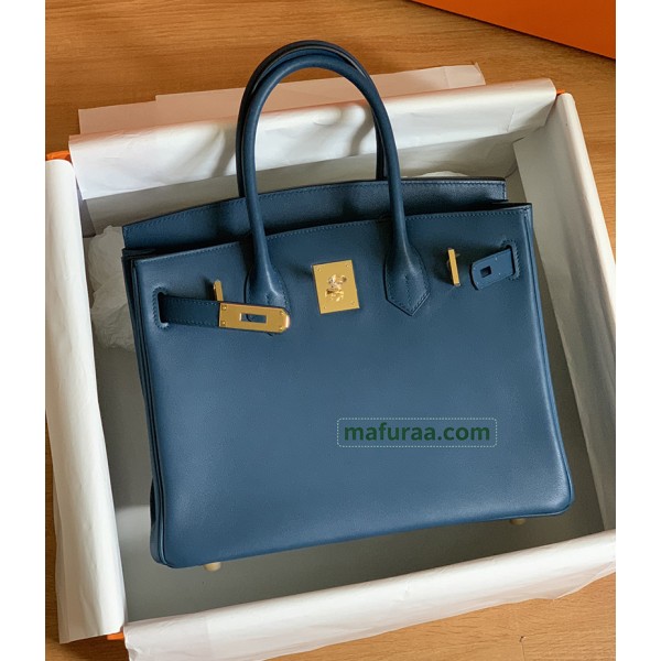 Birkin30cm S4/深邃蓝/Deep Blue    ディープブルー フランス輸入素材 スイフト swift ゴールド金具
