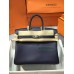Birkin25cm 73/宝石蓝/Blue Saphir  ブルーサフィール フランス輸入素材 スイフト swiftシルバー金具