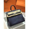 Birkin25cm 73/宝石蓝/Blue Saphir  ブルーサフィール フランス輸入素材 スイフト swiftシルバー金具