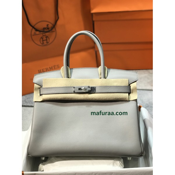Birkin30cm Bk30cm swift 浅灰 フランス輸入素材 スイフト swiftシルバー金具