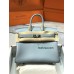 Birkin25cm J7/亚麻蓝/Blue Lin  ブルーラン フランス輸入素材 スイフト swiftシルバー金具
