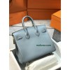 Birkin25cm J7/亚麻蓝/Blue Lin  ブルーラン フランス輸入素材 スイフト swiftシルバー金具