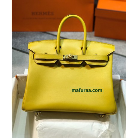 Birkin25cm 9D/琥珀黄/Jaune Ambre  ジョーヌアンブル フランス輸入素材 スイフト swift ゴールド金具