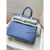 Birkin25cm R2/玛瑙蓝/Blue Agate  ブルーアガット フランス輸入素材 スイフト swiftシルバー金具