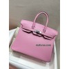 Birkin25cm 5P/樱花粉/Pink  ピンク フランス輸入素材 スイフト swiftシルバー金具
