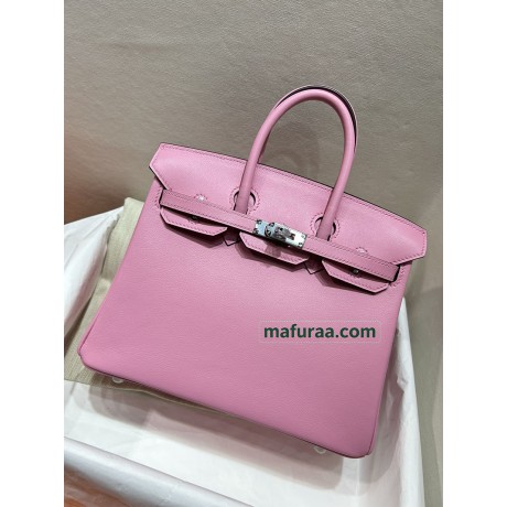 Birkin25cm 5P/樱花粉/Pink  ピンク フランス輸入素材 スイフト swiftシルバー金具