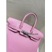 Birkin25cm 5P/樱花粉/Pink  ピンク フランス輸入素材 スイフト swiftシルバー金具