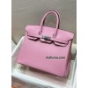 Birkin25cm 5P/樱花粉/Pink  ピンク フランス輸入素材 スイフト swiftシルバー金具