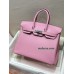Birkin25cm 5P/樱花粉/Pink  ピンク フランス輸入素材 スイフト swiftシルバー金具