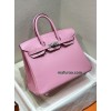 Birkin25cm 5P/樱花粉/Pink  ピンク フランス輸入素材 スイフト swiftシルバー金具