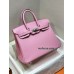 Birkin25cm 5P/樱花粉/Pink  ピンク フランス輸入素材 スイフト swiftシルバー金具