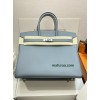 Birkin35cm J7/亚麻蓝/Blue Lin  ブルーラン フランス輸入素材 スイフト swiftシルバー金具