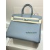 Birkin35cm J7/亚麻蓝/Blue Lin ブルーラン フランス輸入素材 スイフト swiftシルバー金具