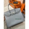 Birkin35cm J7/亚麻蓝/Blue Lin  ブルーラン フランス輸入素材 スイフト swiftシルバー金具