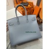 Birkin35cm J7/亚麻蓝/Blue Lin  ブルーラン フランス輸入素材 スイフト swiftシルバー金具