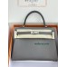 kelly32cm 8F/锡器灰/Etain エタン フランス輸入素材 スイフト swiftシルバー金具