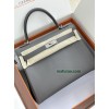 kelly32cm 8F/锡器灰/Etain エタン フランス輸入素材 スイフト swiftシルバー金具