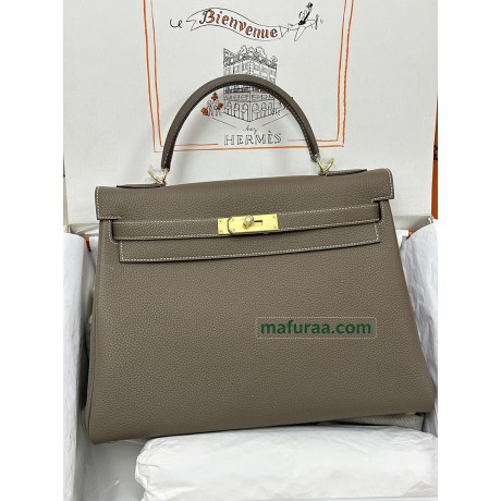 kelly32cm 8C/大象灰/Elephant Grey グリエレファント フランス輸入素材 スイフト swift ゴールド金具