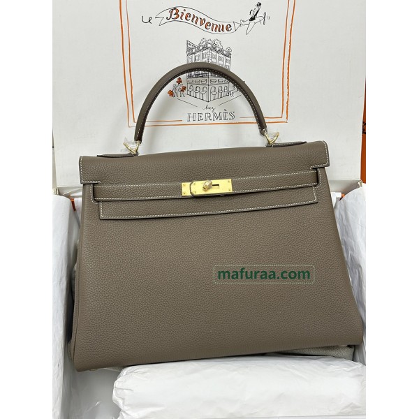 kelly32cm 8C/大象灰/Elephant Grey グリエレファント フランス輸入素材 スイフト swift ゴールド金具