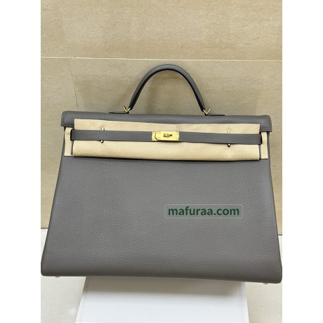 kelly50cm 8F/锡器灰/Etain エタン フランス輸入素材 Togo トゴゴールド金具