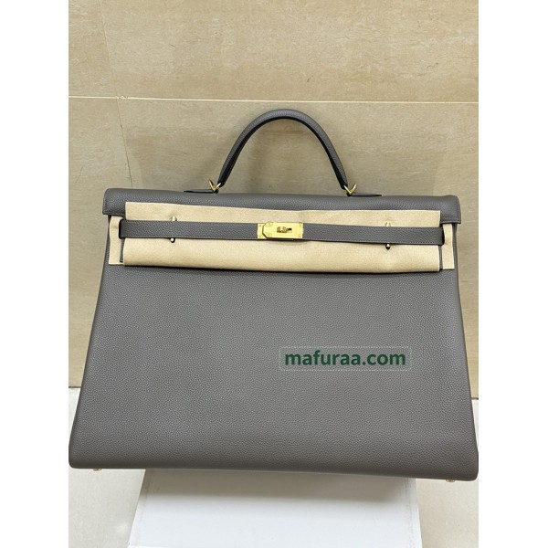 kelly50cm 8F/锡器灰/Etain エタン フランス輸入素材 Togo トゴゴールド金具