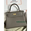 Kelly28cm 8F/锡器灰/Etain エタン フランス輸入素材 Togo トゴゴールド金具