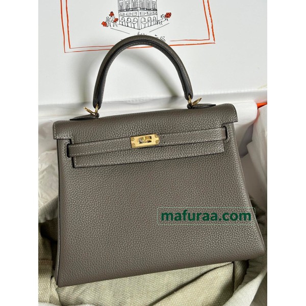 Kelly28cm 8F/锡器灰/Etain エタン フランス輸入素材 Togo トゴゴールド金具
