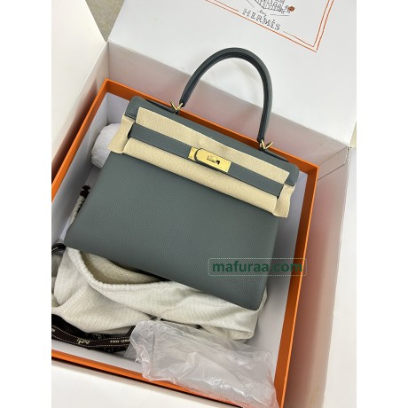 Kelly28cm 63/杏仁绿/Vert Amande  ヴェールアマンド フランス輸入素材 Togo トゴ ゴールド金具