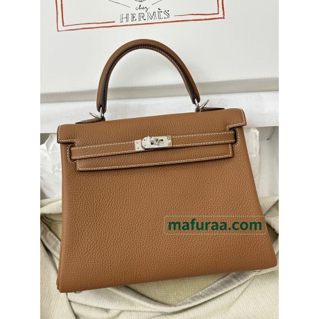 Kelly28cm 37/金色（金棕）/金刚色之37 /Gold  ゴールド フランス輸入素材 Togo トゴシルバー金具