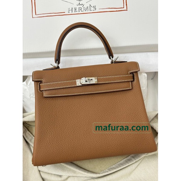 Kelly28cm 37/金色（金棕）/金刚色之37 /Gold  ゴールド フランス輸入素材 Togo トゴシルバー金具
